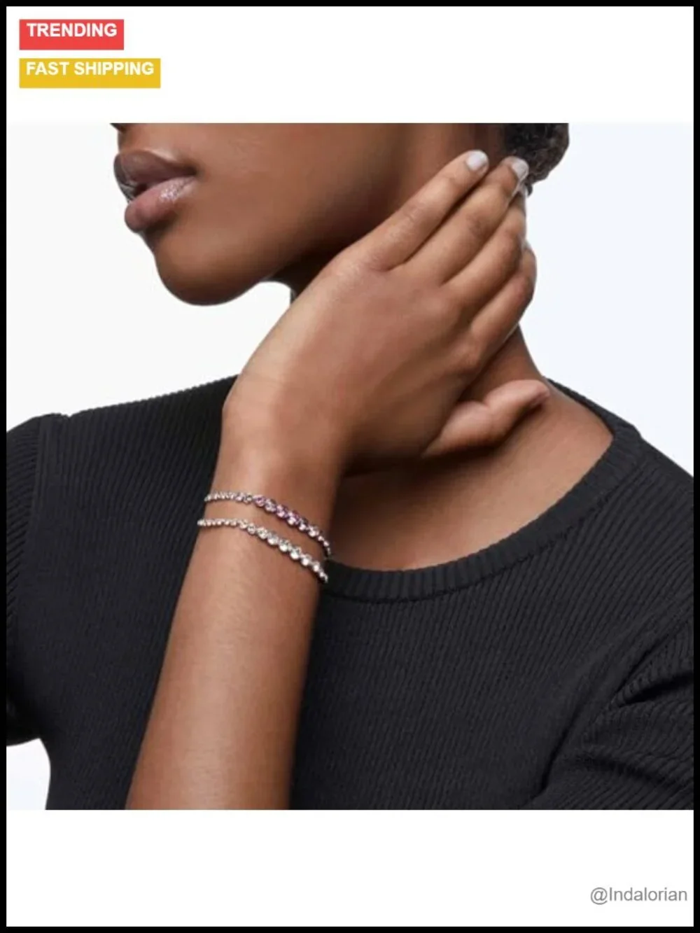 Swarovski Emily Tennis Bracelet Adjustable Bolo Rhodium Finish